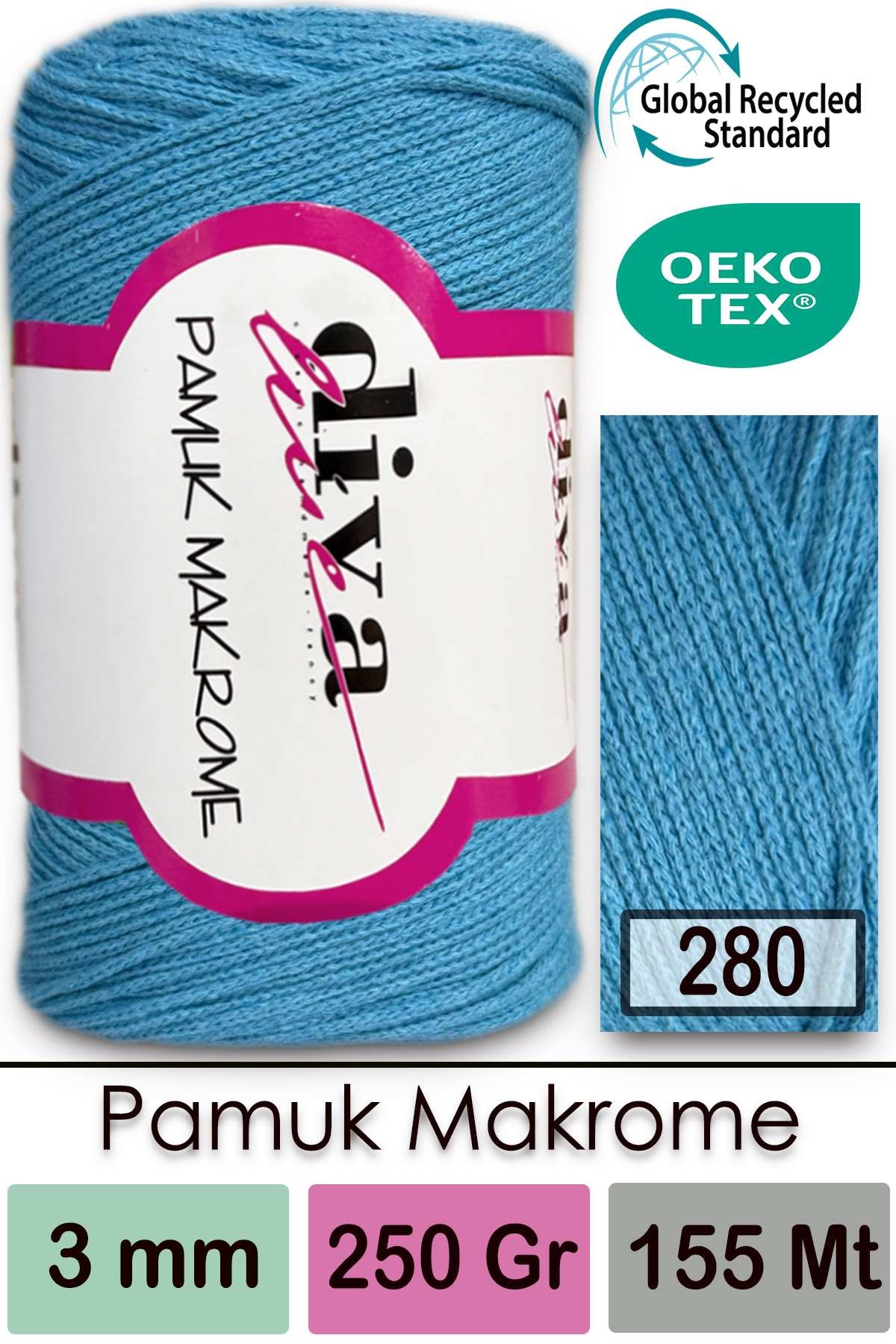 Diva Pamuk Makrome 280 Turkuaz - Görsel 1
