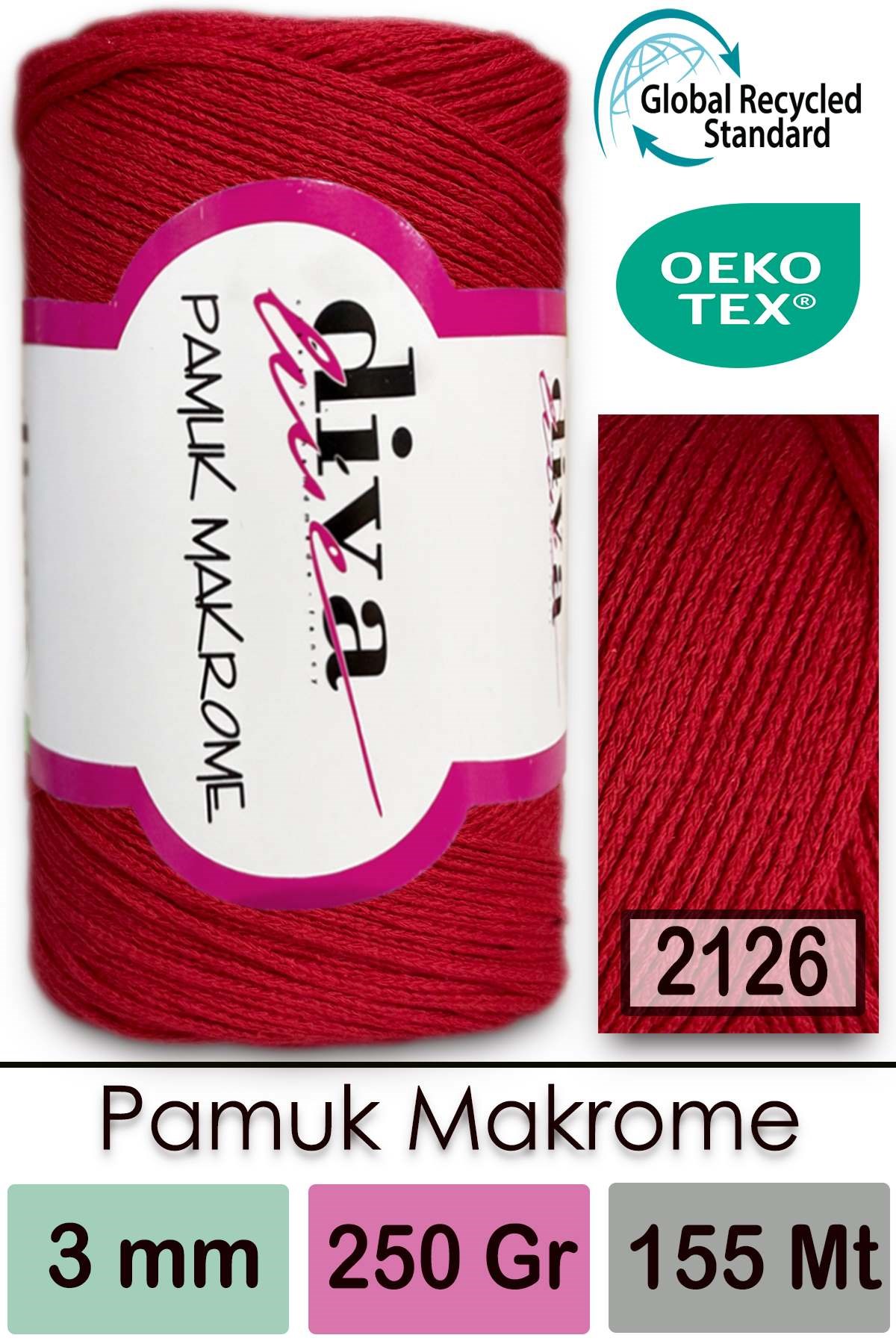 Diva Pamuk Makrome 2126 Kırmızı - Görsel 1