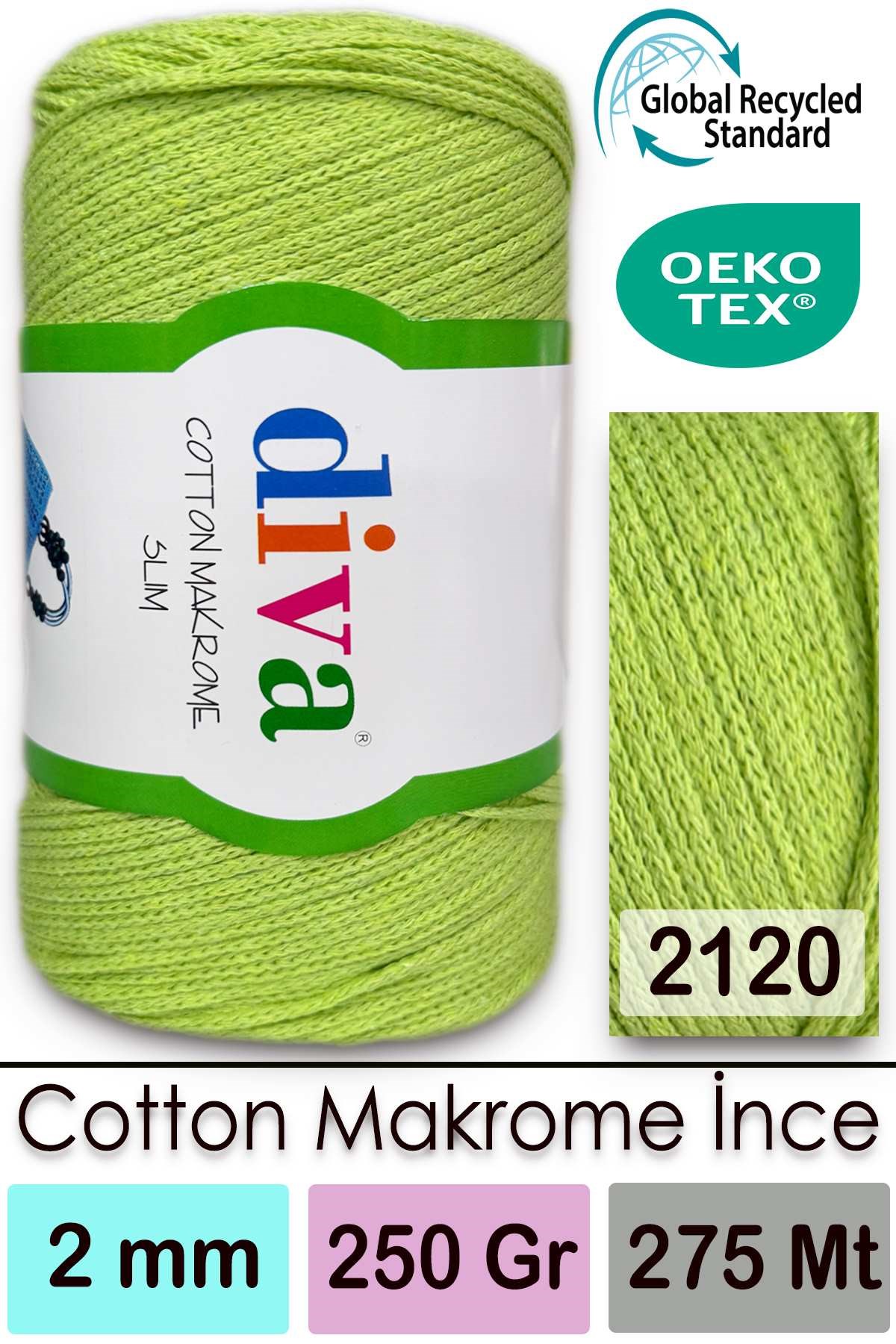 Diva Cotton Makrome İnce 2120 Fıstık Yeşili - Görsel 1