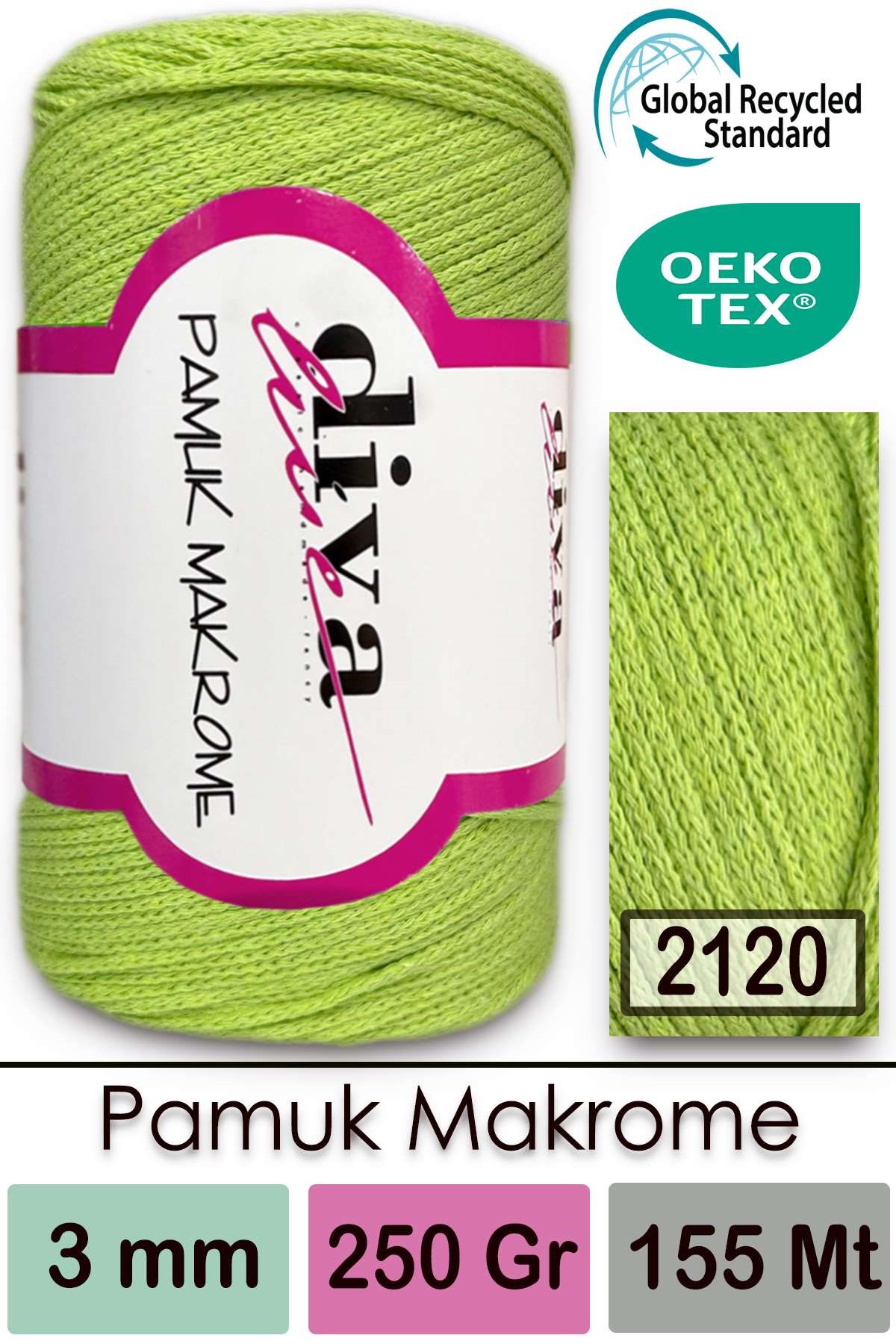 Diva Pamuk Makrome 2120 Fıstık Yeşili - Görsel 1