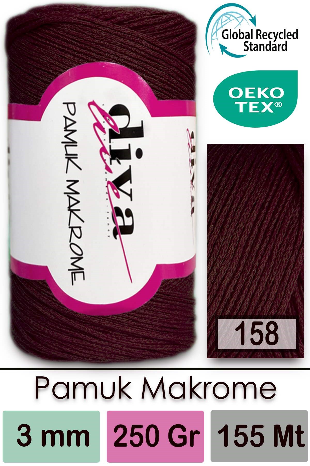 Diva Pamuk Makrome 158 Patlıcan - Görsel 1