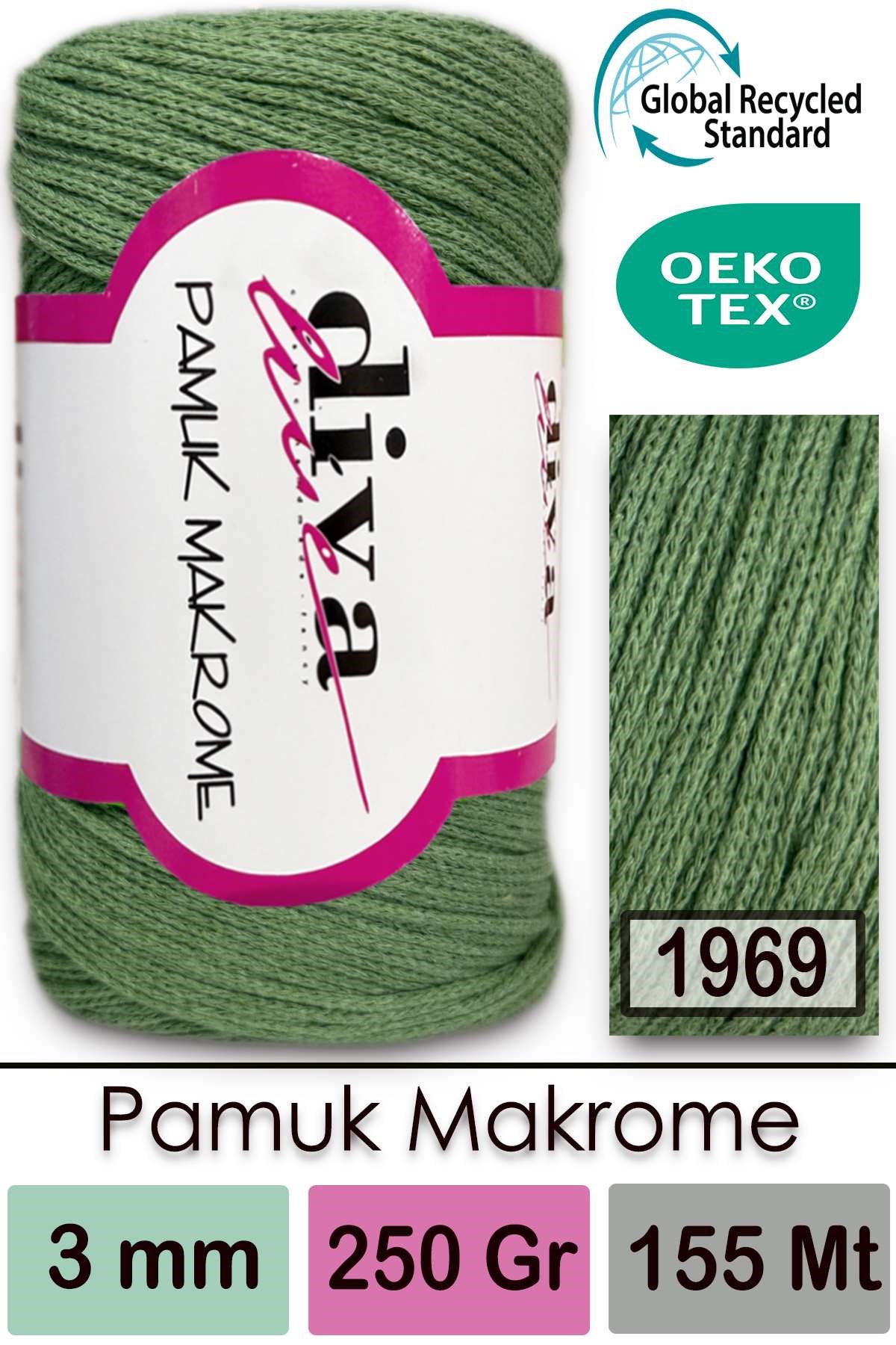Diva Pamuk Makrome 1969 Elma Yeşili - Görsel 1