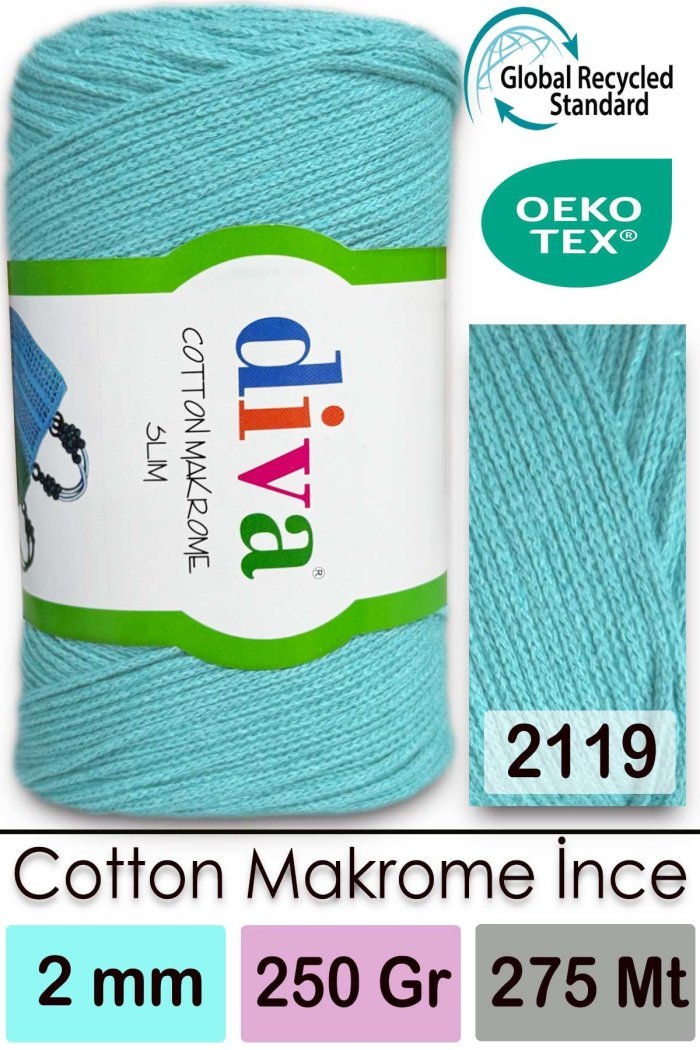 Diva Cotton Makrome İnce 2119 Mint - Görsel 1