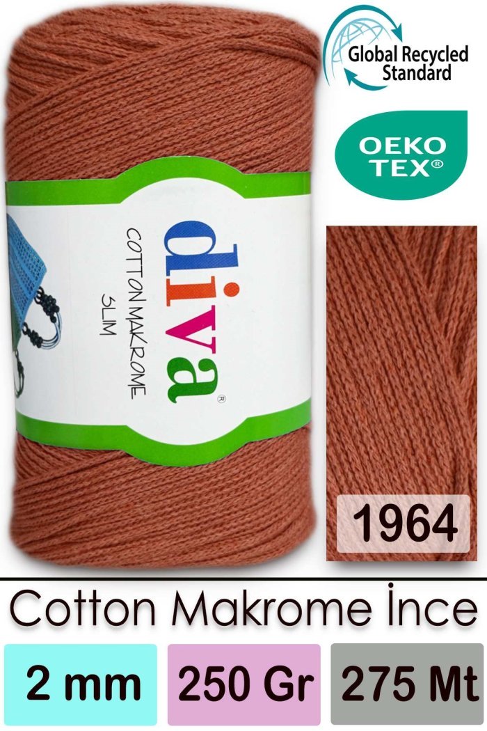Diva Cotton Makrome İnce 1964 Tarçın - Görsel 1