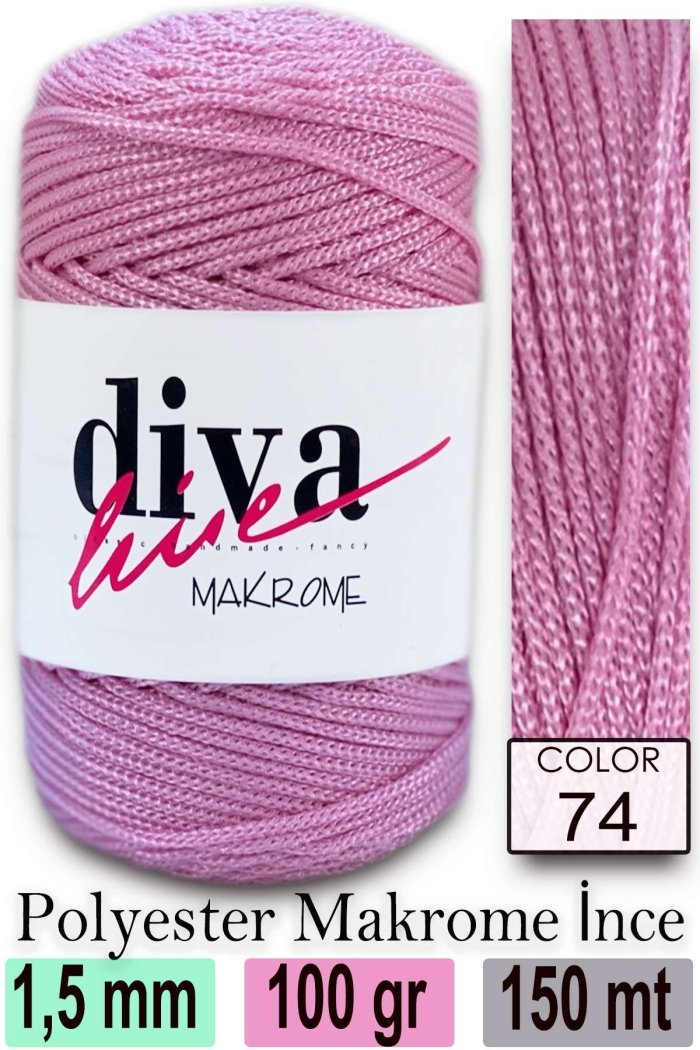Diva Makrome İpi 74 Pembe - Görsel 1