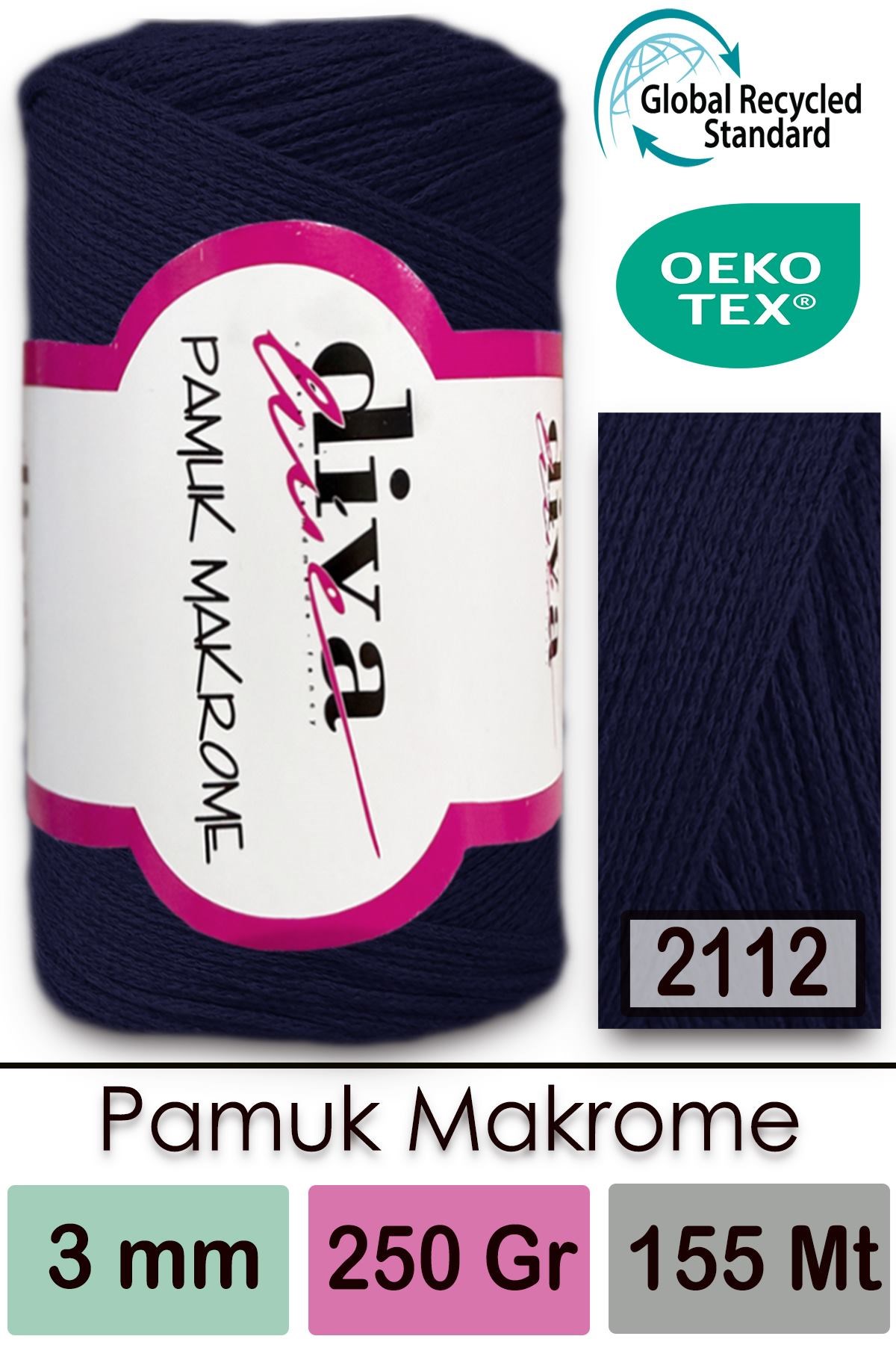 Diva Pamuk Makrome 2112 Lacivert - Görsel 1