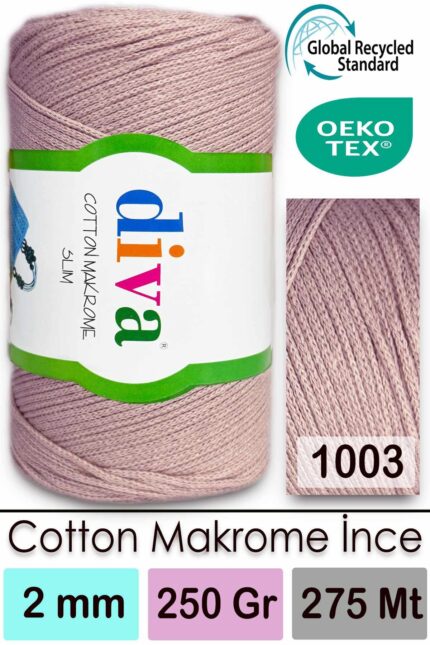 Diva Cotton Makrome İnce 1003 Soft Pudra