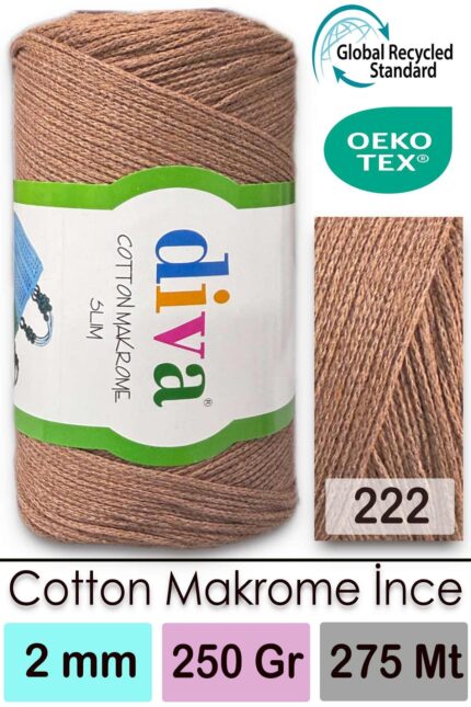 Diva Cotton Makrome İnce 222 Sütlü Kahve