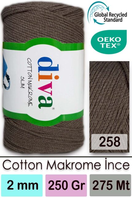 Diva Cotton Makrome İnce 258 Orta Vizon