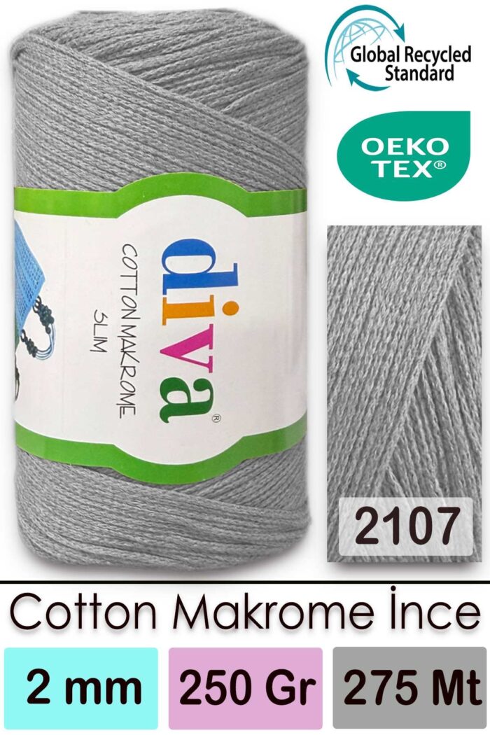 Diva Cotton Makrome İnce 2107 Açık Gri - Görsel 1