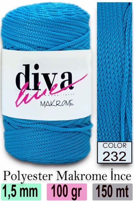 Diva Makrome İpi 232 Turkuaz