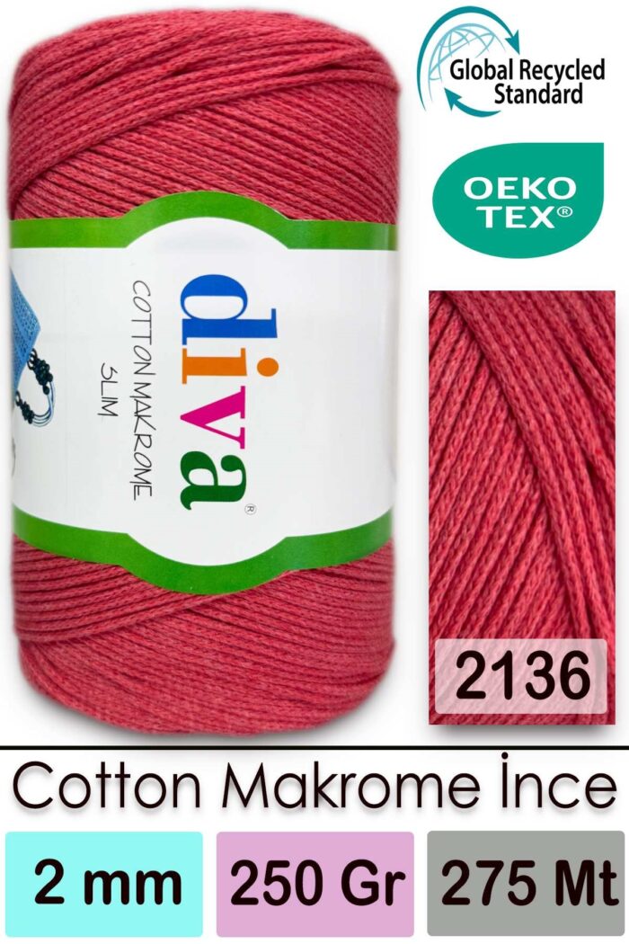 Diva Cotton Makrome İnce 2136 Nar Çiçeği - Görsel 1