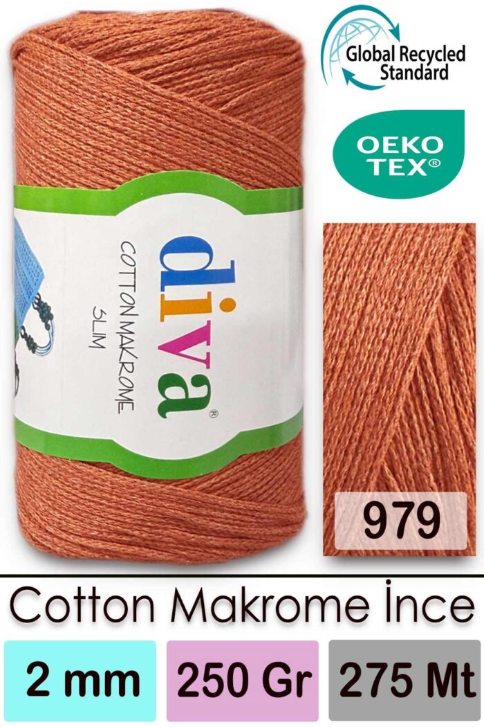 Diva Cotton Makrome İnce 979 Portakal - Görsel 1
