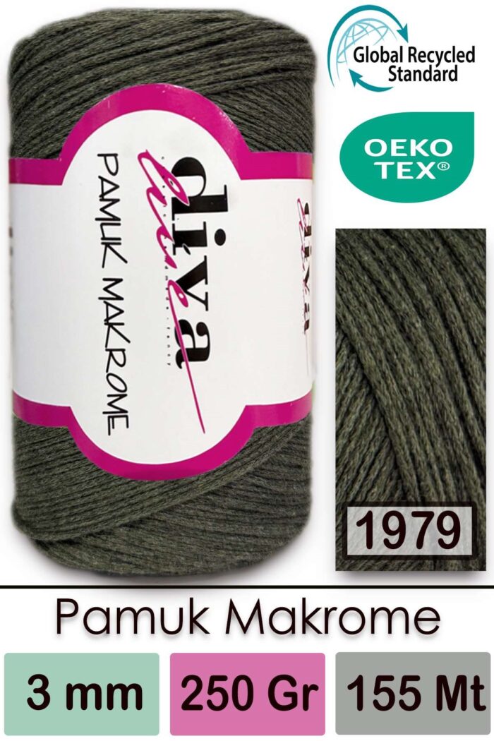 Diva Pamuk Makrome 1979 Haki - Görsel 1