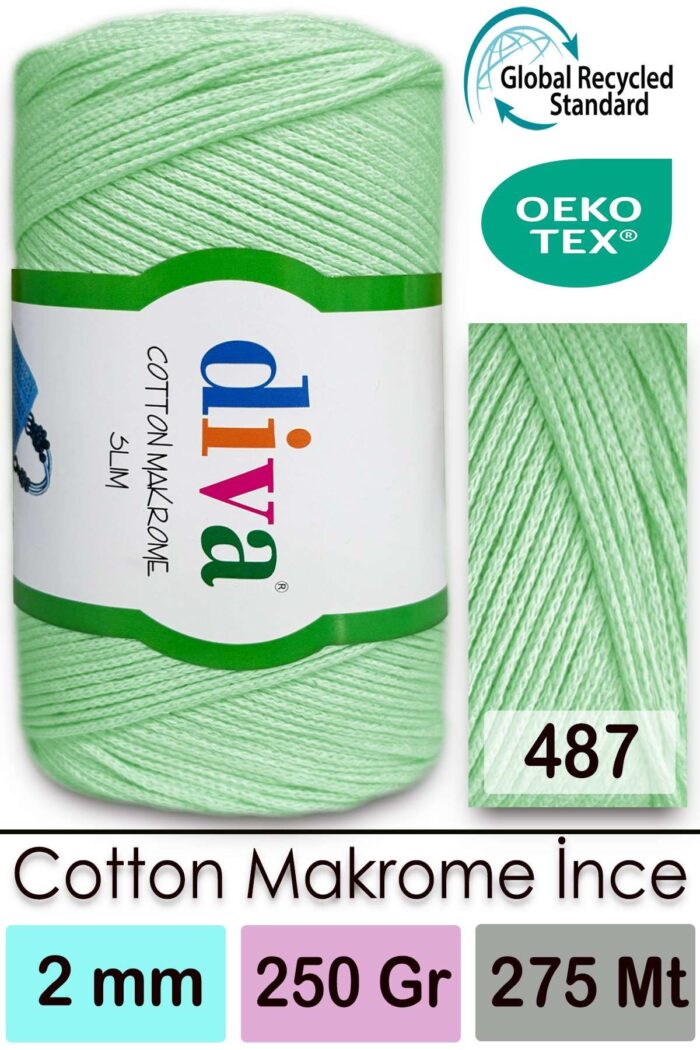 Diva Cotton Makrome İnce 487 Su Yeşili - Görsel 1