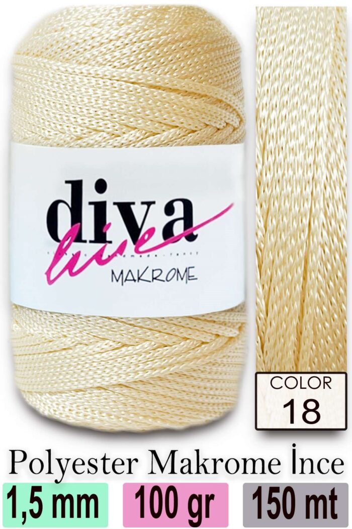 Diva Makrome İpi 18 Krem - Görsel 1