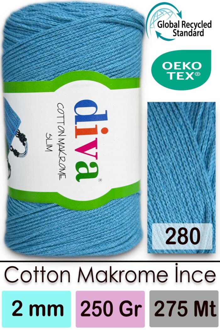 Diva Cotton Makrome İnce 280 Camgöbeği - Görsel 1