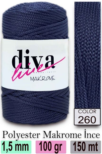 Diva Makrome İpi 260 Orta Lacivert