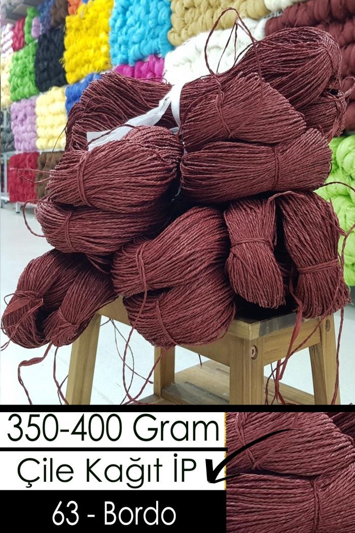 350-400 Gram Kağıt İplik - 63 - Bordo - Görsel 1