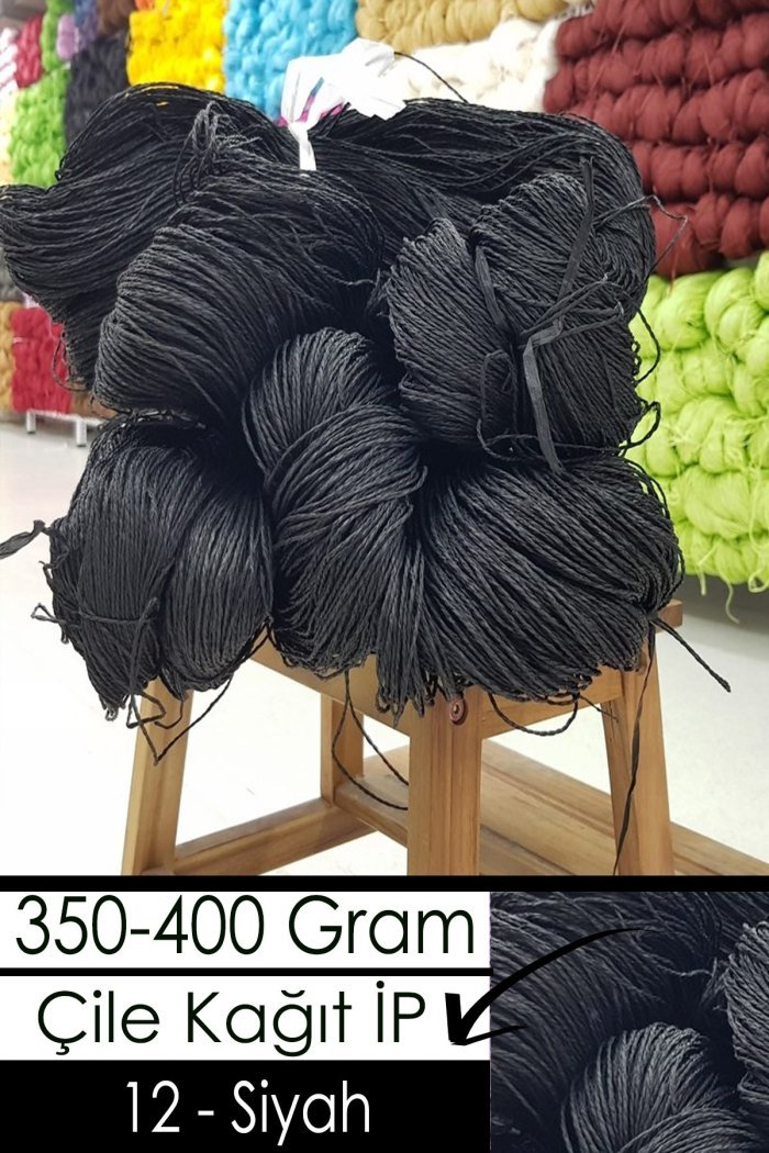 350-400 Gram Kağıt İplik - 12 - Siyah - Görsel 1