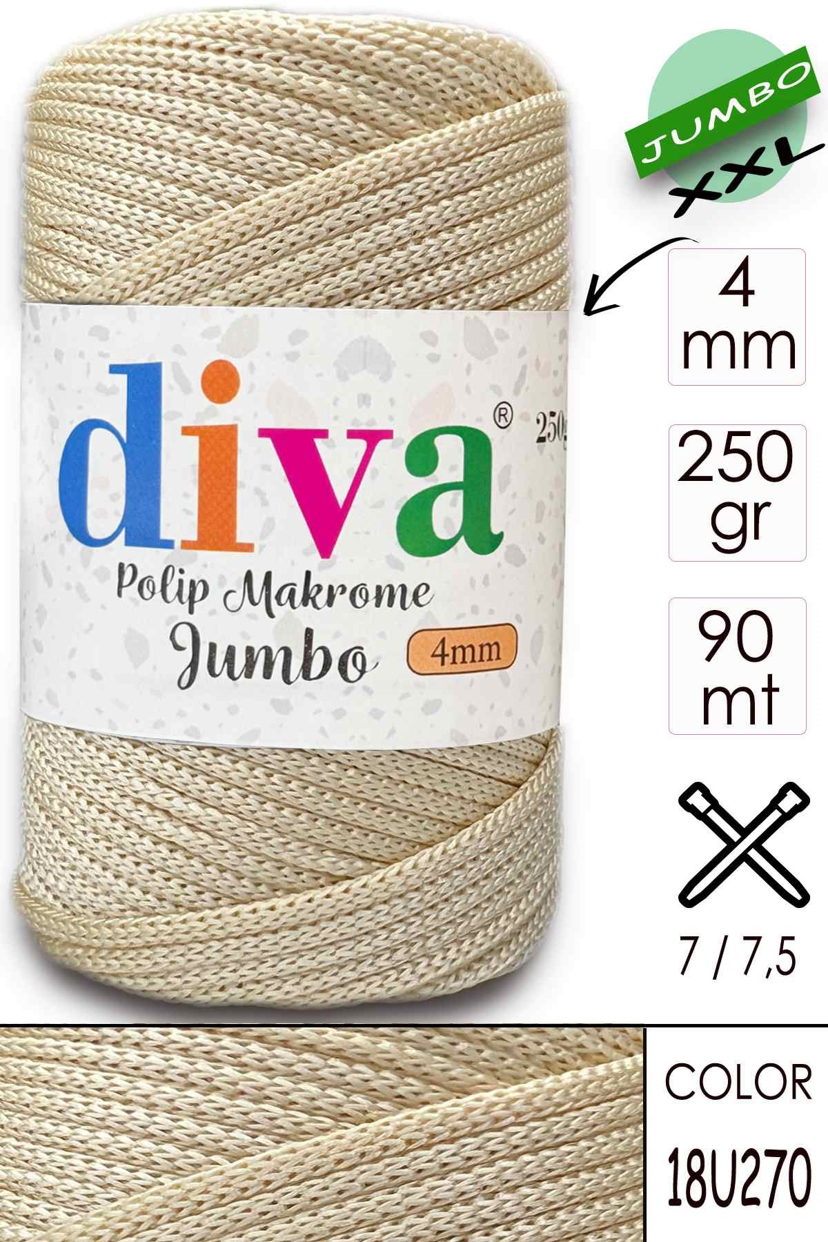 PP Makrome Jumbo 250 gr (4 mm) 18U270 Krem - Görsel 1