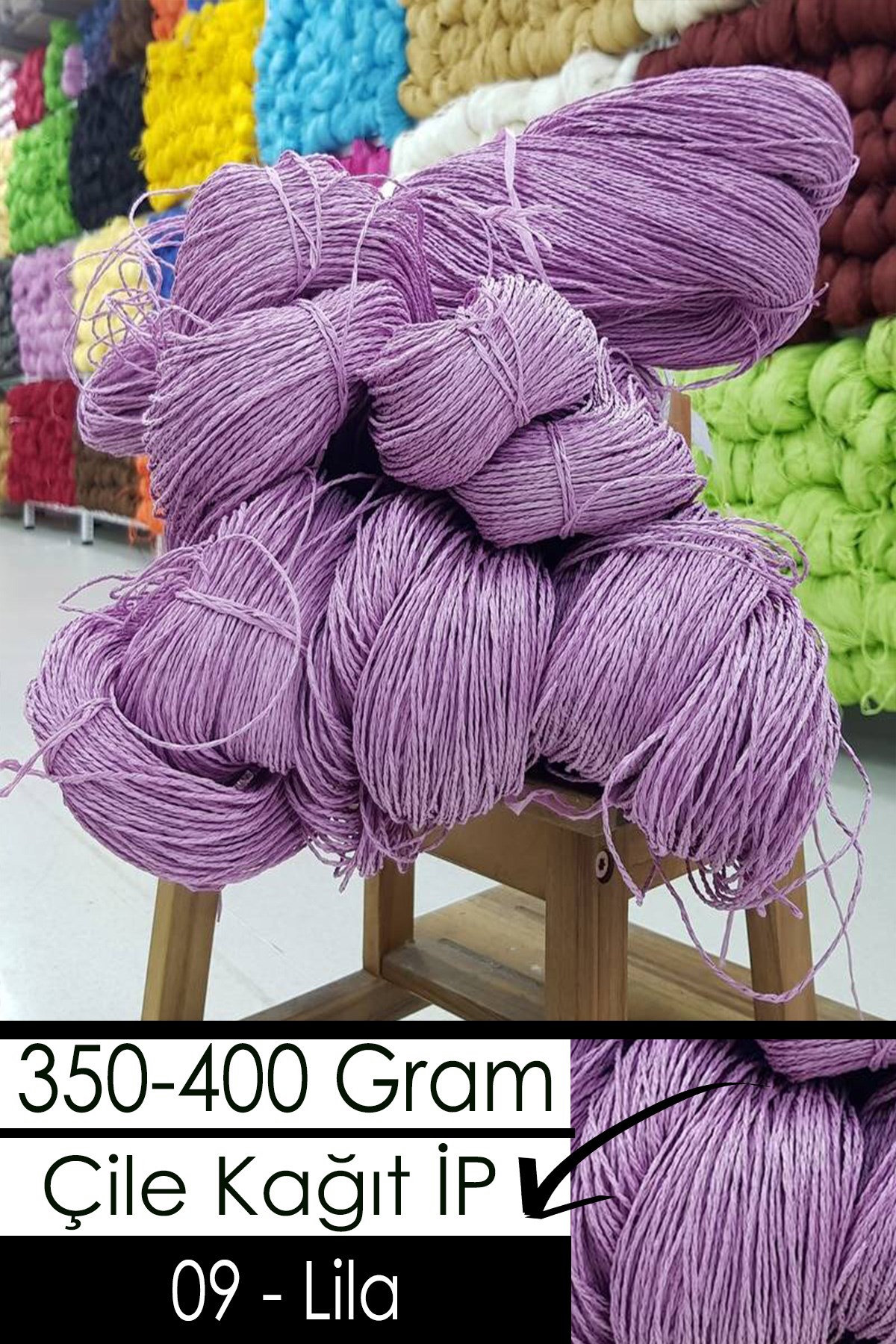 350-400 Gram Kağıt İplik - 09 - Lila - Görsel 1