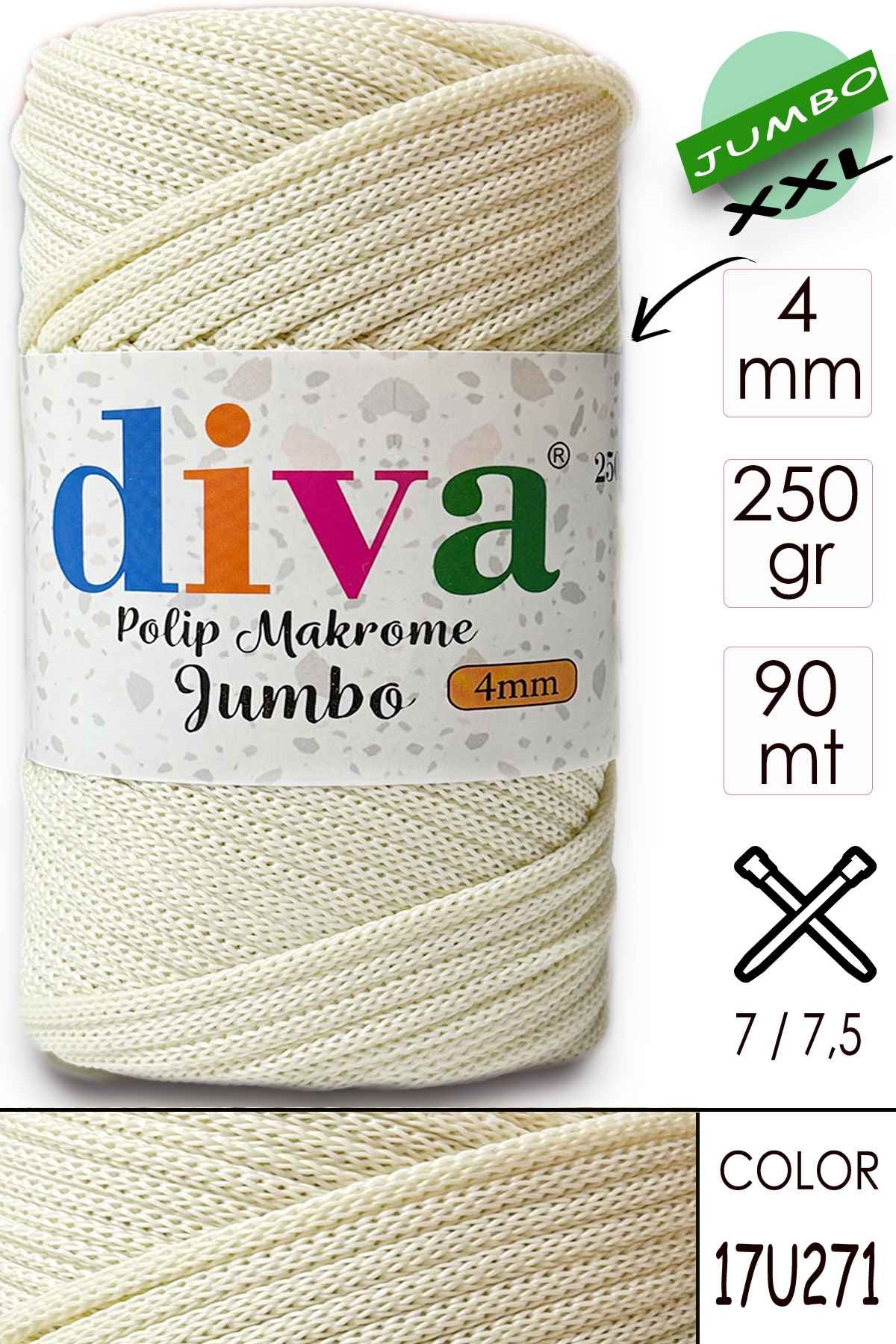 PP Makrome Jumbo 250 gr (4 mm) 17U271 Ekru - Görsel 1