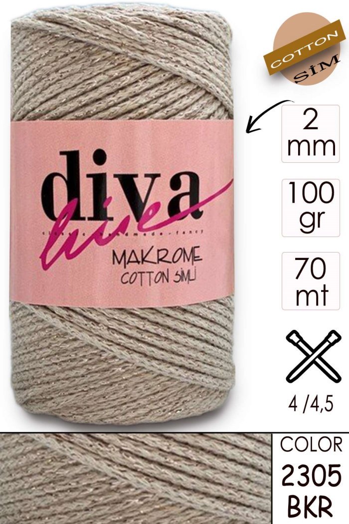 Diva Makrome Cotton Simli 2305 BKR - Görsel 1