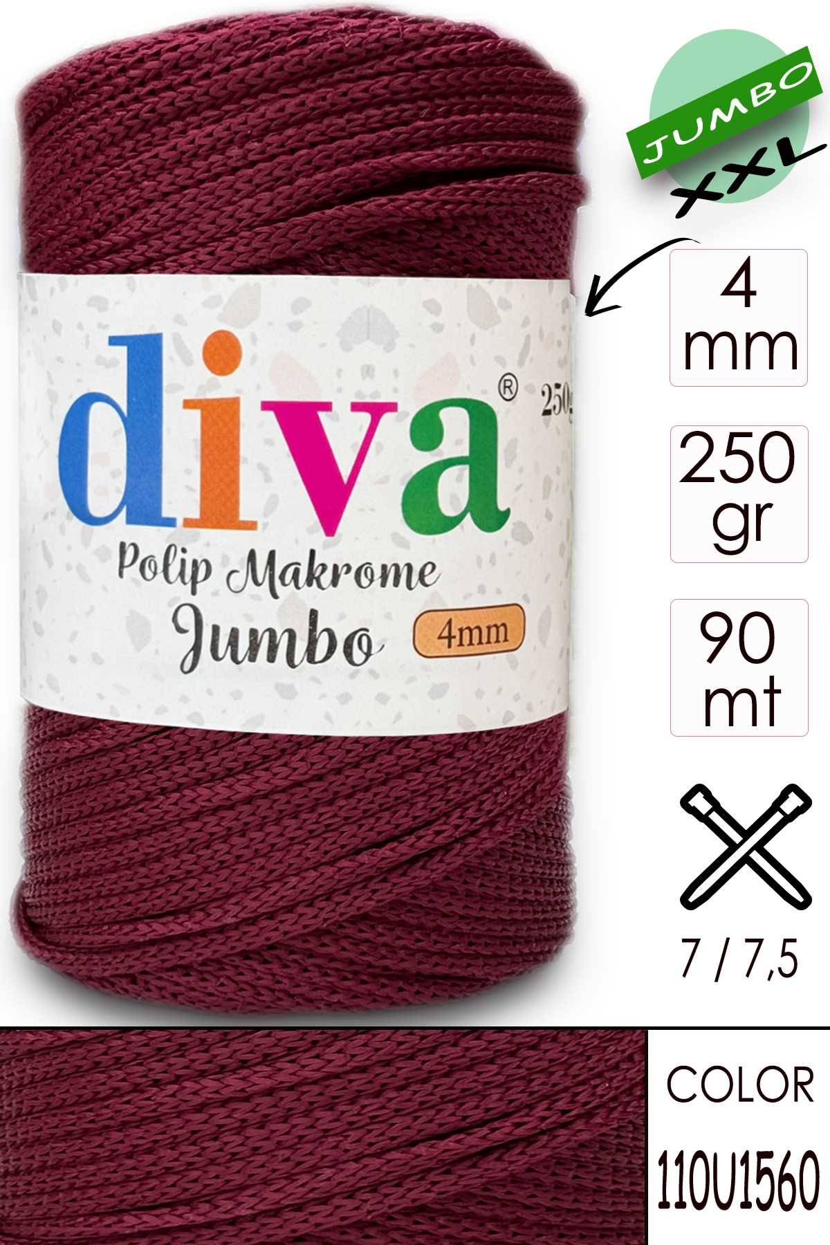 PP Makrome Jumbo 250 gr (4 mm) 110U1560 Bordo - Görsel 1
