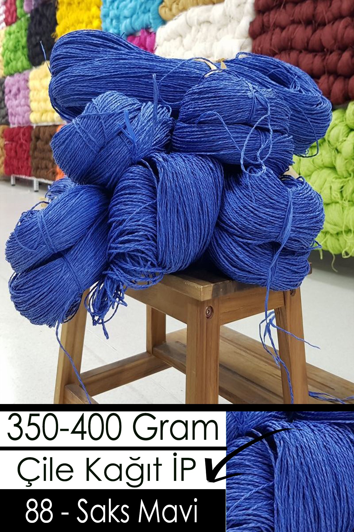 350-400 Gram Kağıt İplik - 88 - Saks Mavi - Görsel 1