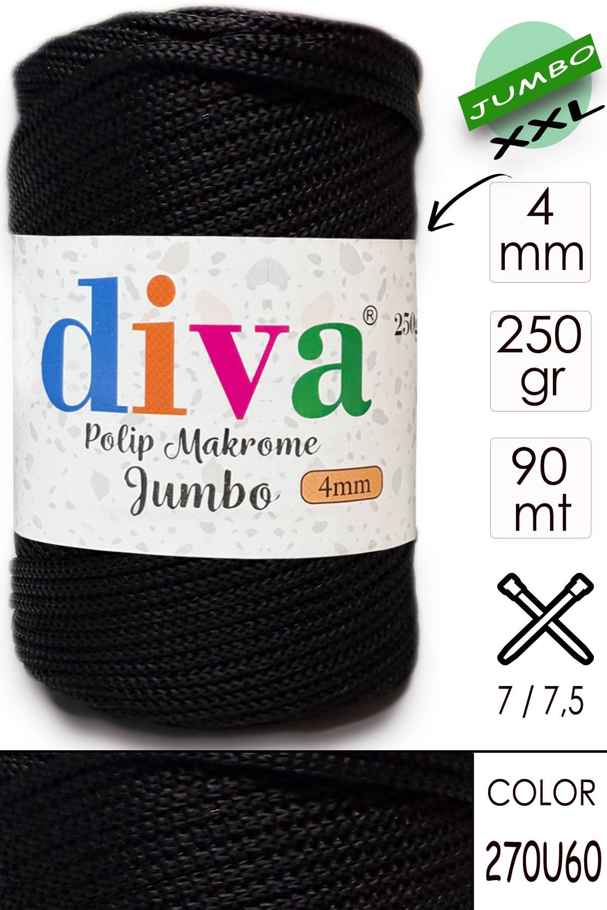 PP Makrome Jumbo 250 gr (4 mm) 270U60 Siyah - Görsel 1