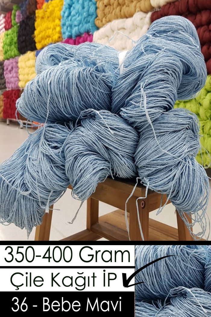 350-400 Gram Kağıt İplik - 36 - Bebe Mavi - Görsel 1