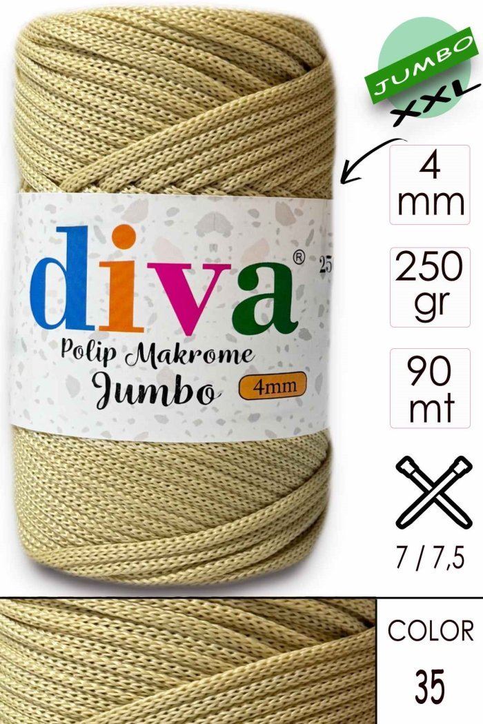PP Makrome Jumbo 250 gr (4 mm) 35 Nohut - Görsel 1