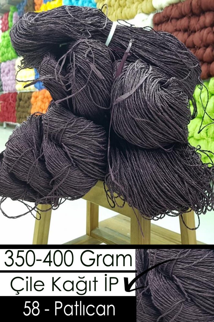 350-400 Gram Kağıt İplik - 58 - Patlıcan - Görsel 1