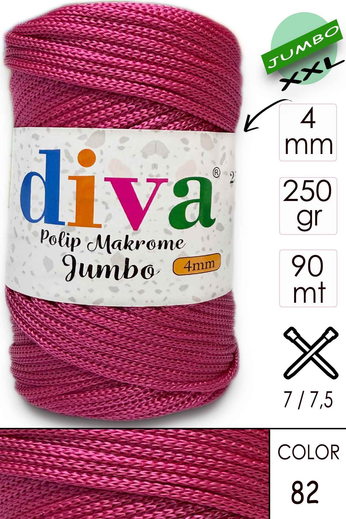 PP Makrome Jumbo 250 gr (4 mm) 82 Fuşya - Görsel 1