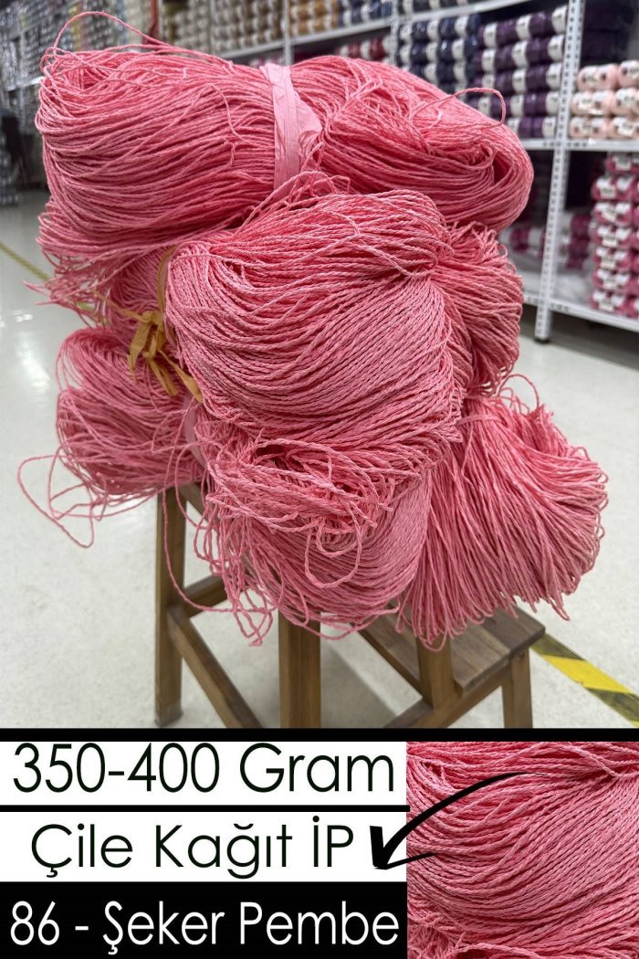 350-400 Gram Kağıt İplik - 86 - Şeker Pembe - Görsel 1