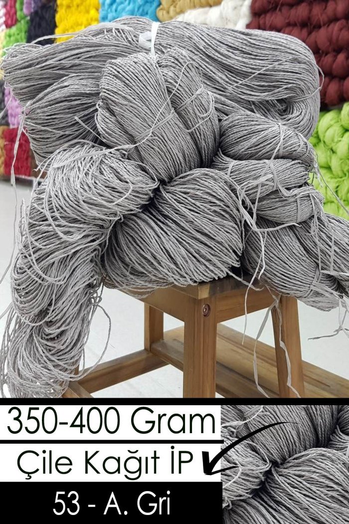 350-400 Gram Kağıt İplik - 53 - Açık Gri - Görsel 1