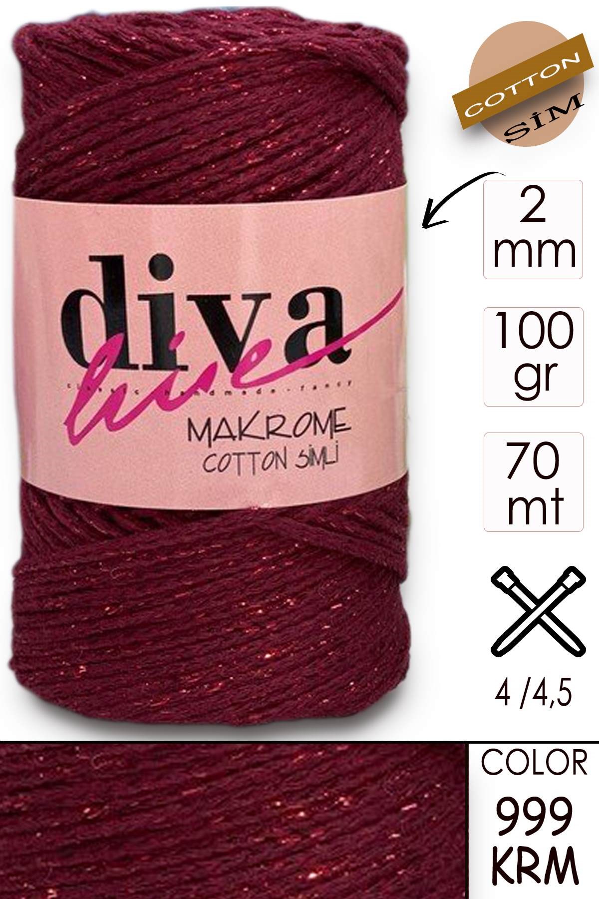 Diva Makrome Cotton Simli 999 KRM - Görsel 1