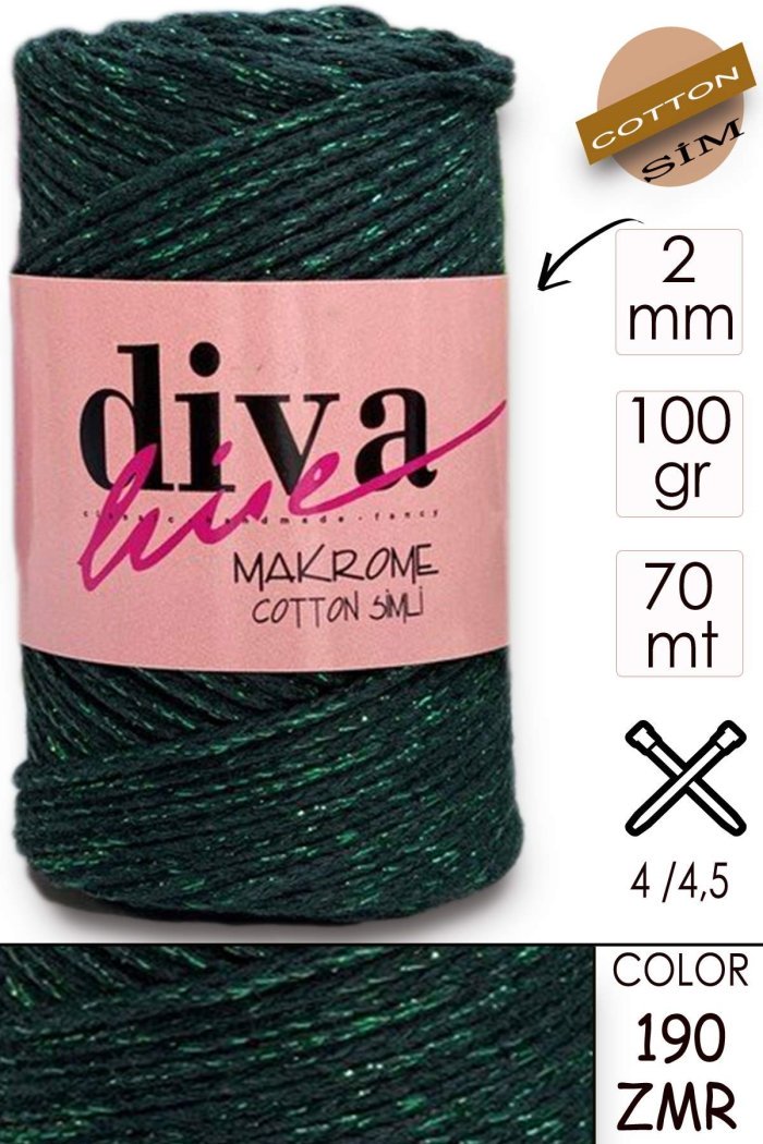 Diva Makrome Cotton Simli 190 ZMR - Görsel 1