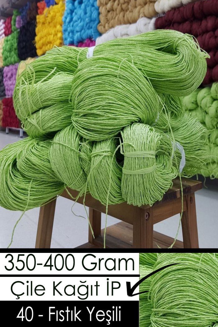 350-400 Gram Kağıt İplik - 40 - Fıstık Yeşili - Görsel 1