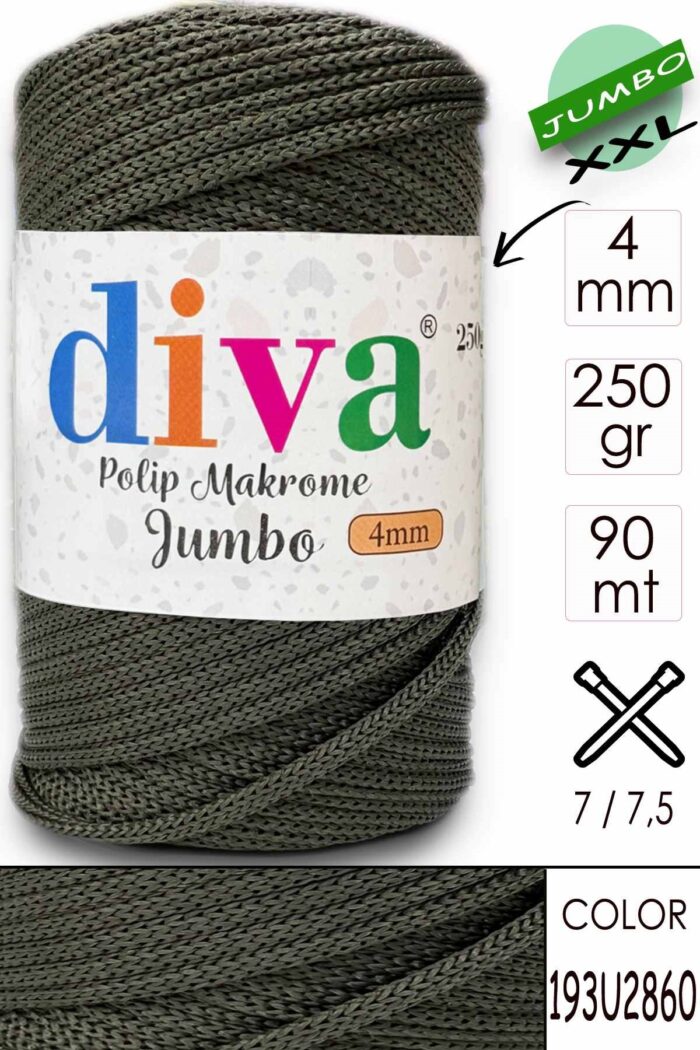 PP Makrome Jumbo 250 gr (4 mm) 193U2860 Yeşil - Görsel 1