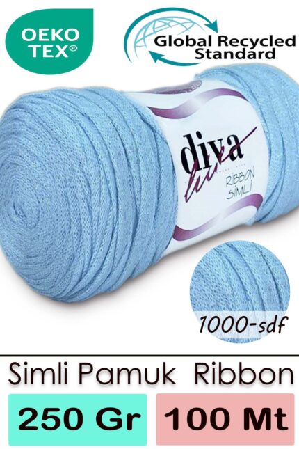 Diva Ribbon Simli 1000SDF Soft Mavi