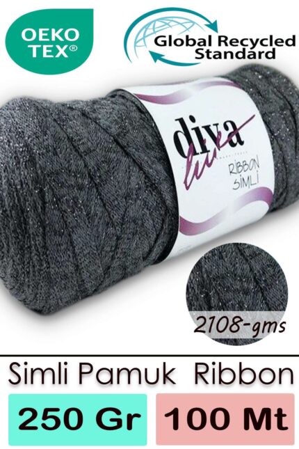 Diva Ribbon Simli 2108GMS Koyu Gri