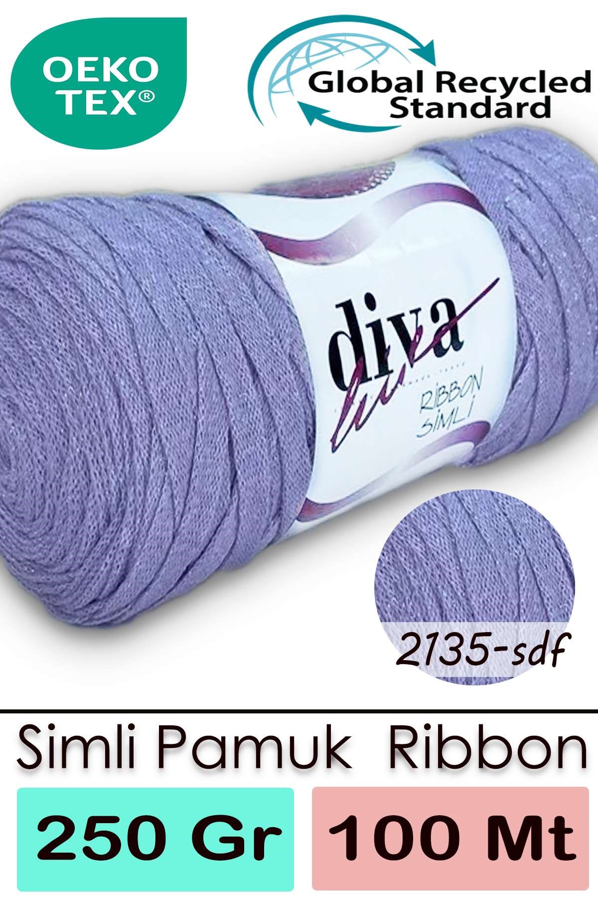 Diva Ribbon Simli 2135SDF Lila - Görsel 1