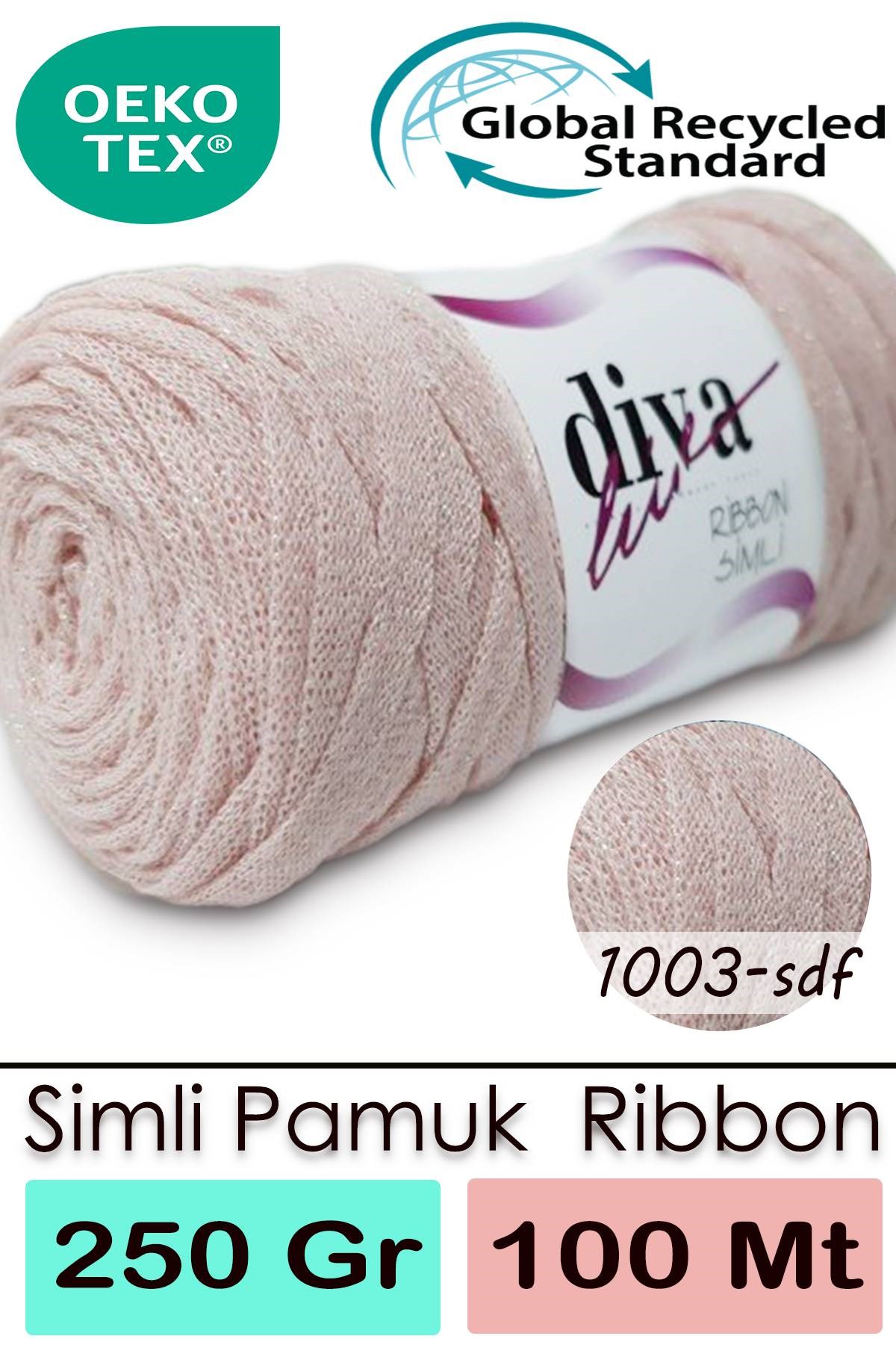 Diva Ribbon Simli 1003SDF Soft Pudra - Görsel 1