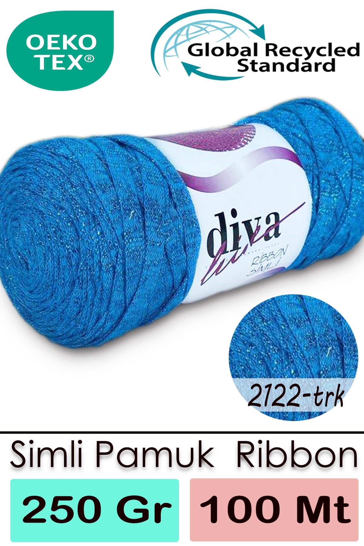 Diva Ribbon Simli 2122TRK Turkuaz - Görsel 1