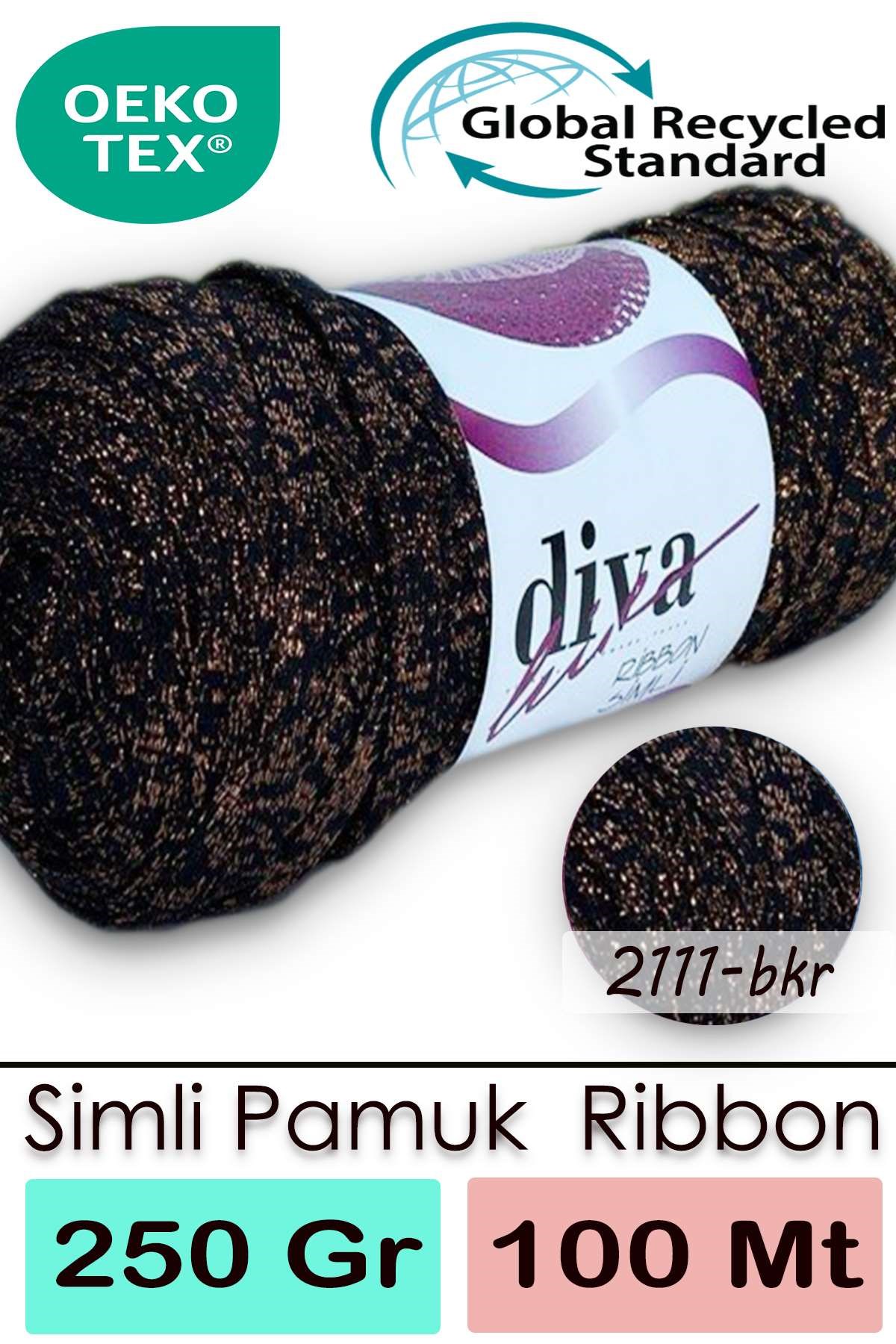 Diva Ribbon Simli 2111BKR Siyah-Bakır - Görsel 1