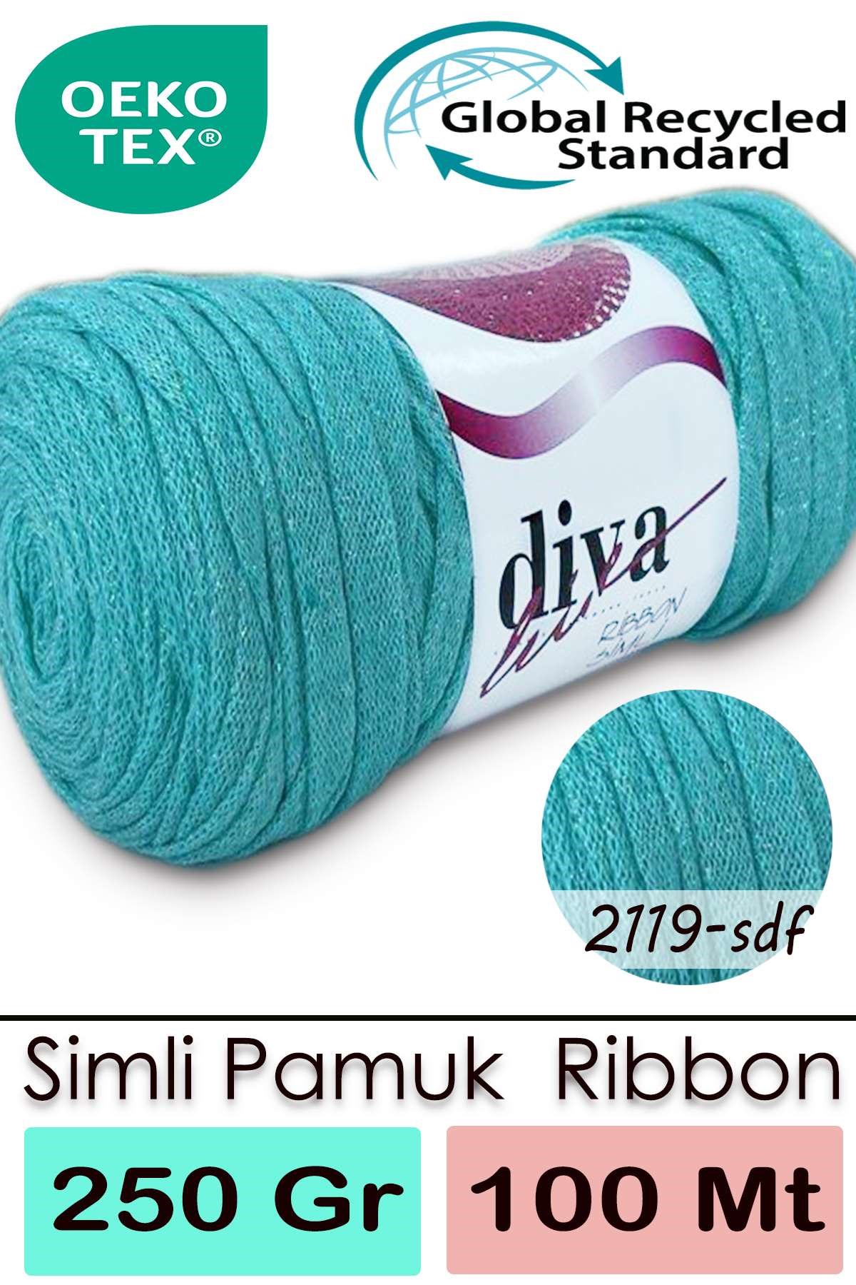 Diva Ribbon Simli 2119SDF Mint - Görsel 1