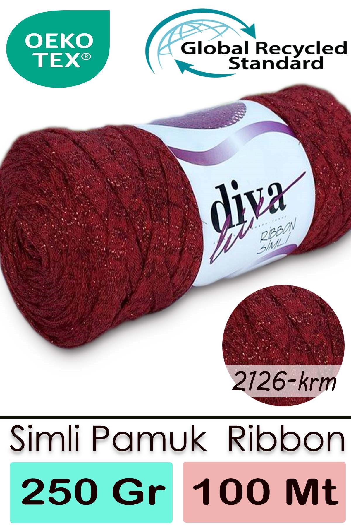 Diva Ribbon Simli 2126KRM Kırmızı - Görsel 1