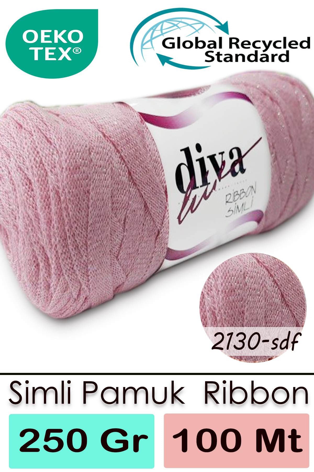 Diva Ribbon Simli 2130SDF Pudra Pembe - Görsel 1